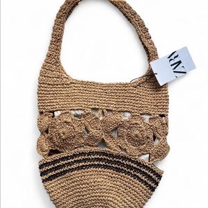 Zara Brown Crochet Shoulder Bag